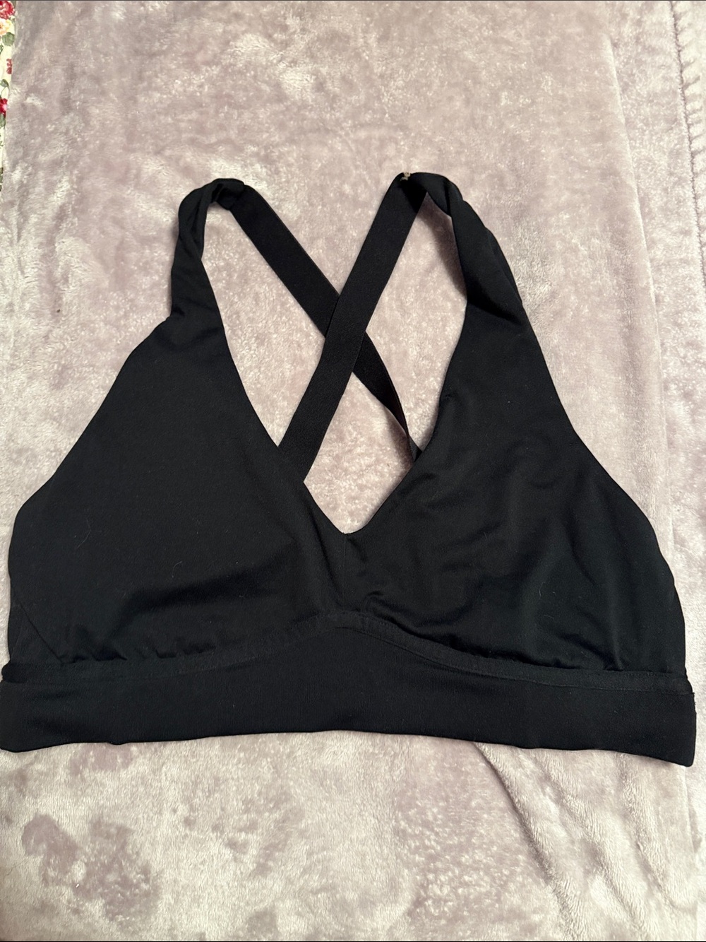 Fabletics Black Crisscross Sports Bra Sz L